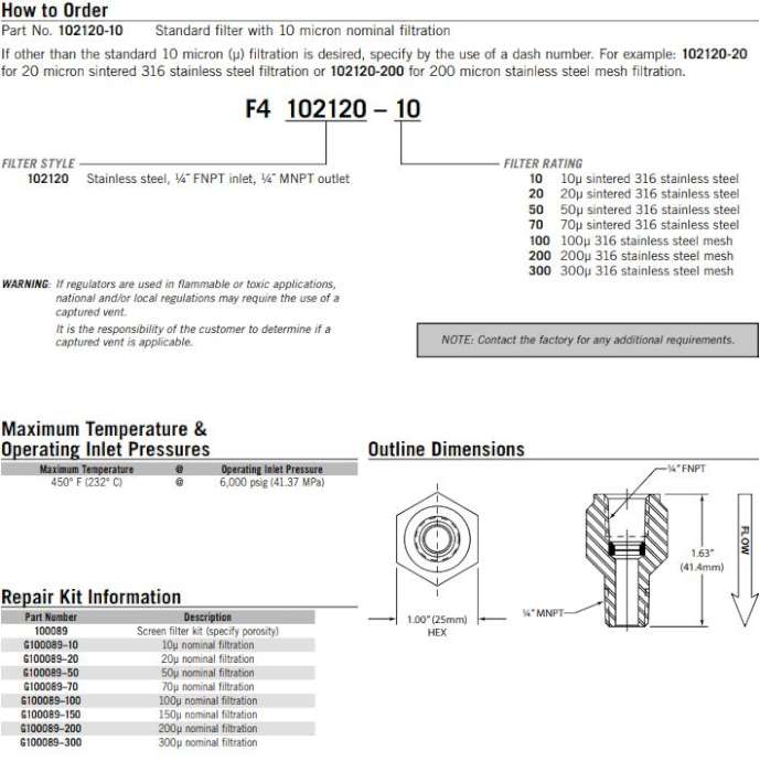 GO Regulator 过滤器 F4 102120