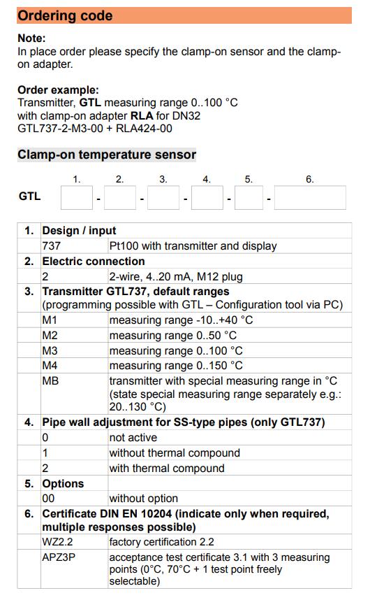 Martens 传感器 GTL737 温度传感器