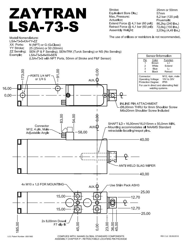 Zaytran 定位油缸 LSA-73-S