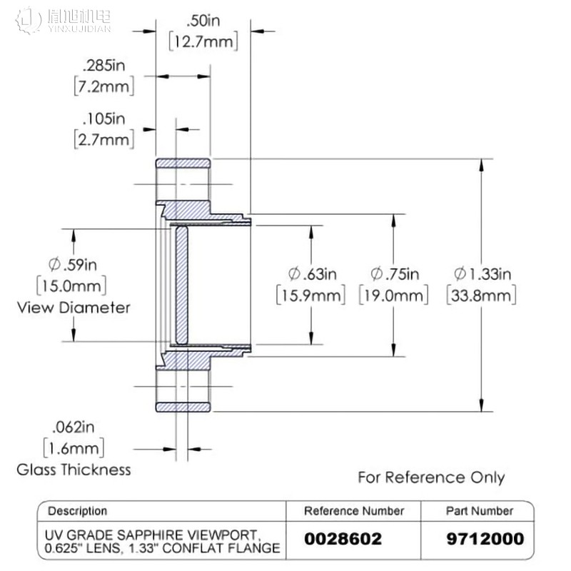 蓝宝石真空观察窗 UV级视镜：观测真空环境的透明光学组件