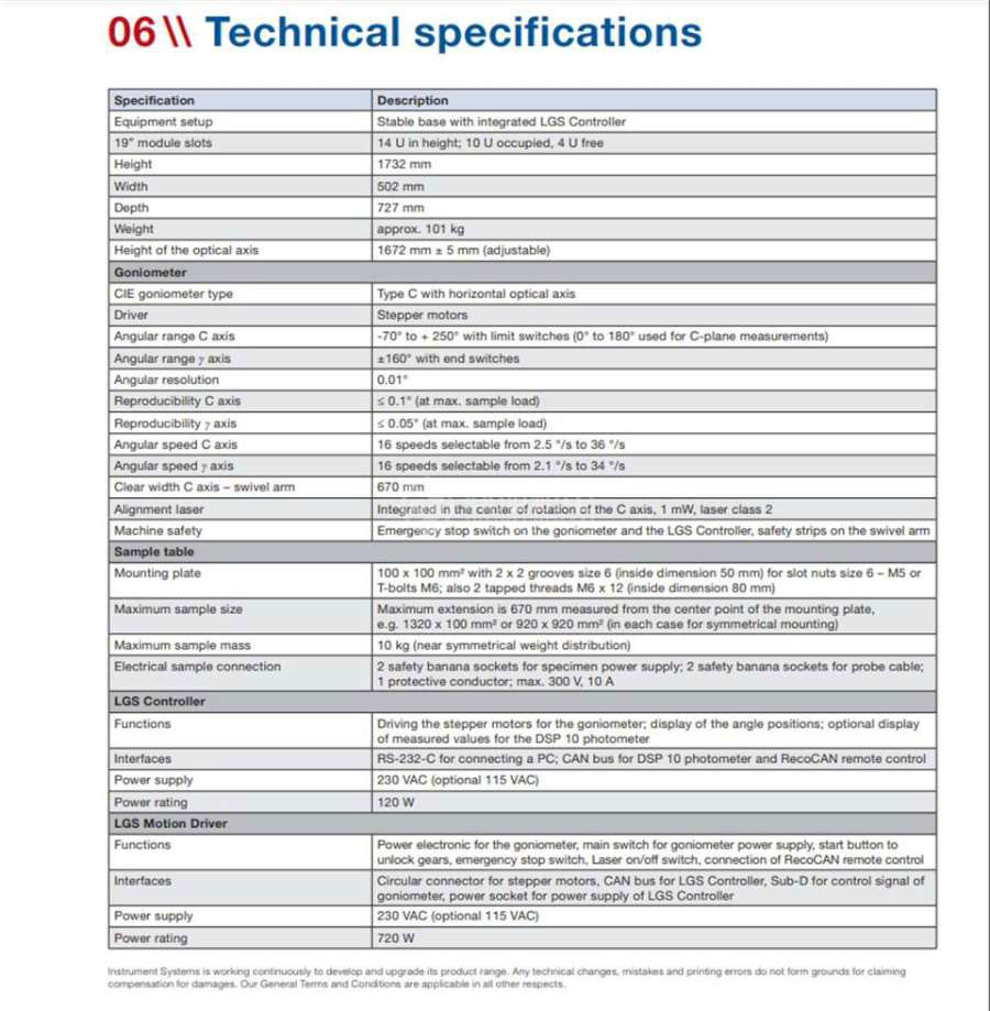INSTRUMENTSYSTEMS LGS650 - INSTRUMENTSYSTEMS配光测角仪LGS650 INSTRUMENTSYSTEMS LGS650 - INSTRUMENTSYSTEMS配光测角仪LGS650