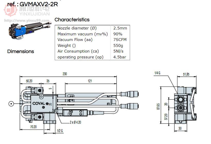 COVAL 真空泵 COVAL GVMAXV2-2R / GVMAS P345V2R