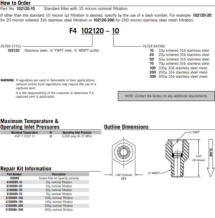 GO Regulator 过滤器 F4 102120 / F6K 101700 - GO Regulator