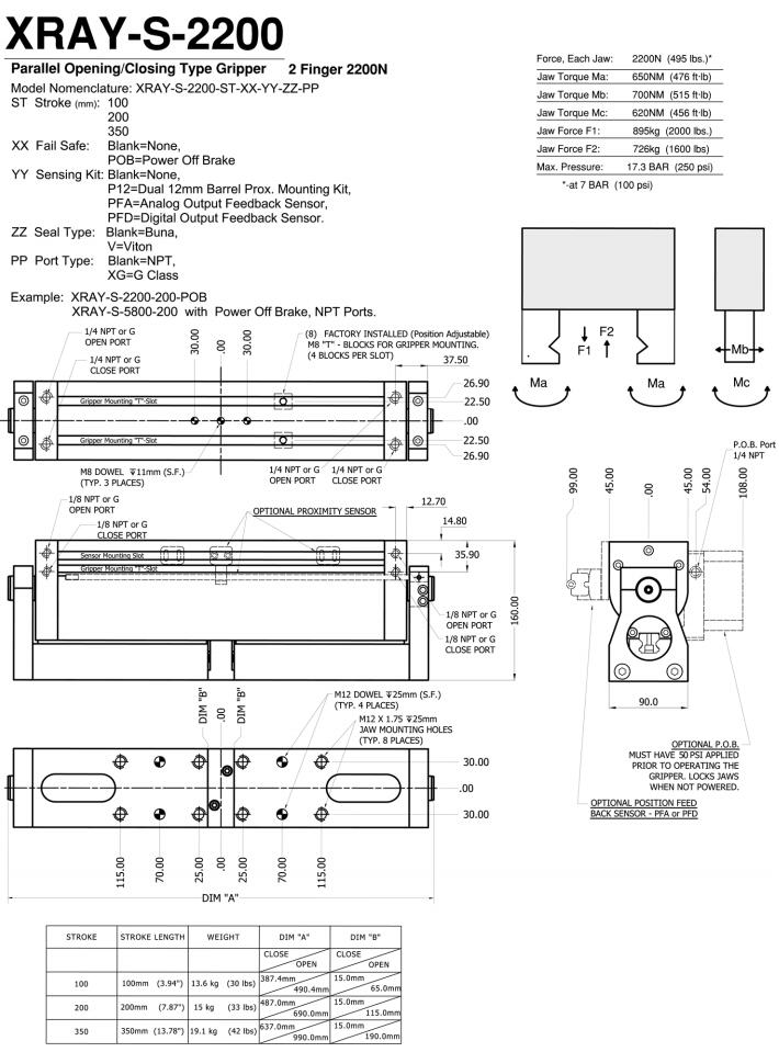 Zaytran 抓手 XRAY-S-2200 / XRAY-S-5800 长行程夹持器