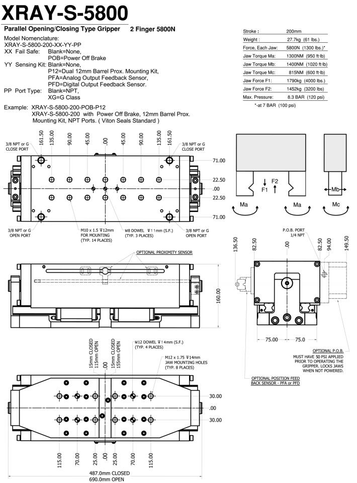Zaytran 抓手 XRAY-S-2200 / XRAY-S-5800 长行程夹持器