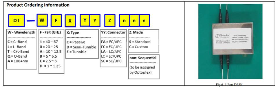 OPTOPLEX相位解调器DPSK OPTOPLEX DPSK