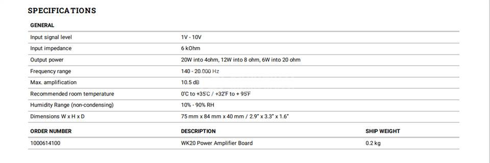 ZENITEL功放板WK20 ZENITEL WK20