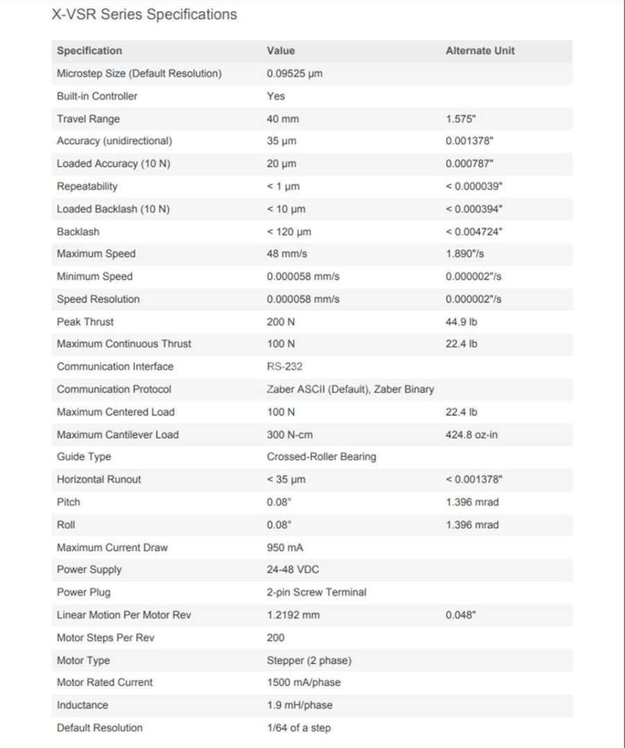 ZABER垂直升降平台X-VSR - ZABER X-VSR ZABER垂直升降平台X-VSR - ZABER X-VSR